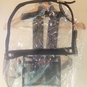 2 Clear Backpacks with Black Trim & Blue Trim